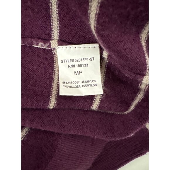 Pink Clover Womens Medium Petite Pullover Striped Knit Sweater Viscose/Nylon Pur - Picture 9 of 10